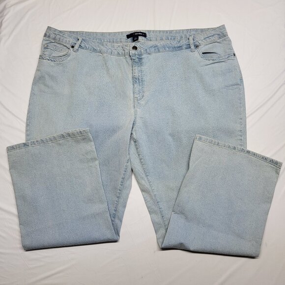 Denim 24/7 Womens Jeans 28WP Stretch High Rise Wide Leg Light Wash - Picture 1 of 16